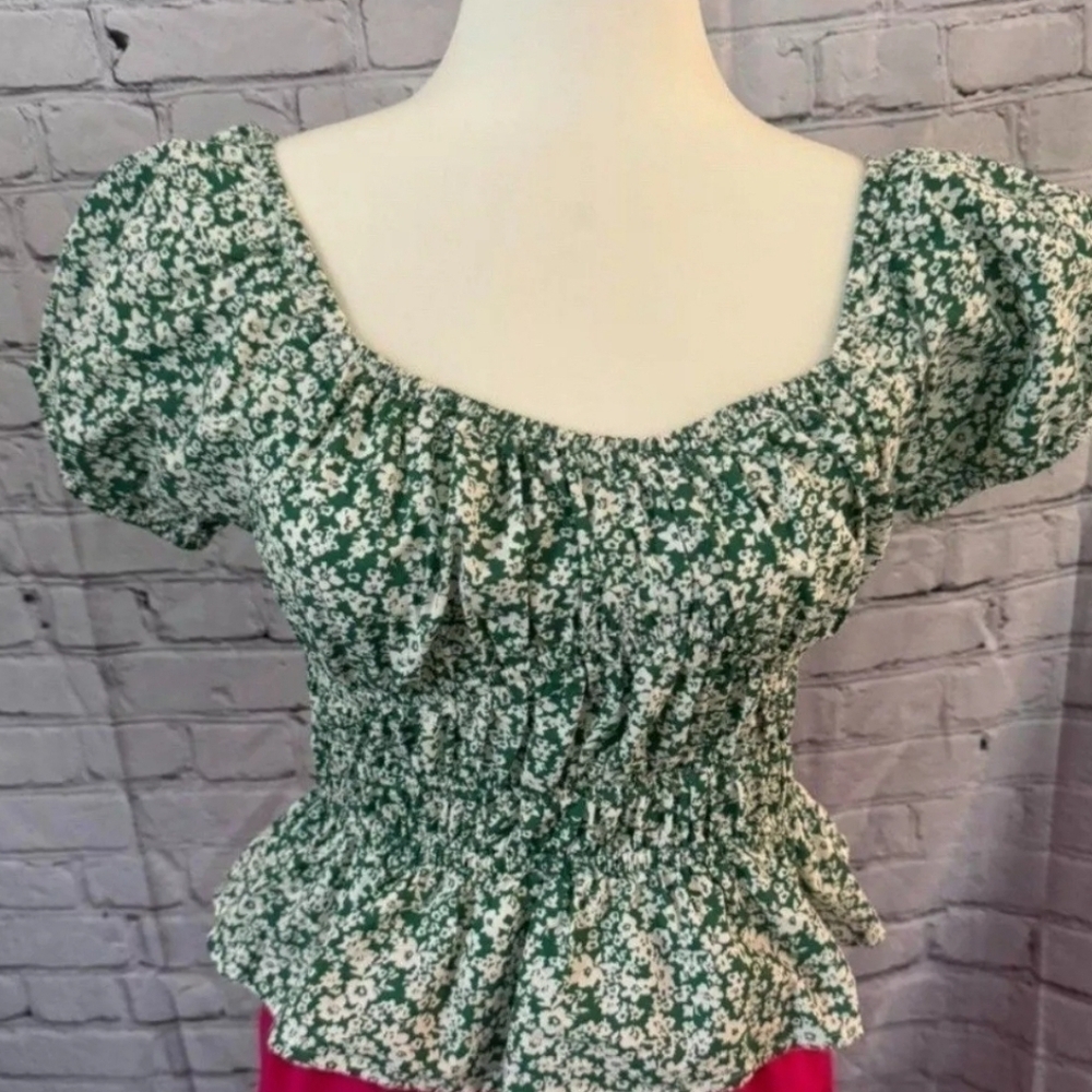 NWT Sim & Sam Floral Printed on and off the shoulders shirt sz L